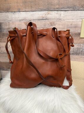 Madewell Rust Leather Drawstring Tote OS